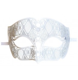 Venezianische Metall Maske Herren Weiß