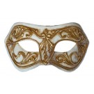 Colombina Maske Weiss mit goldenem Ornament