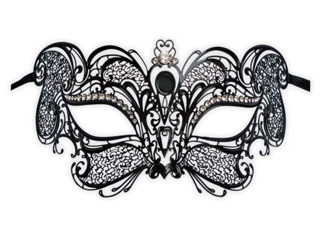 Genuine Venetian Black Metal Mask 'Mia'
