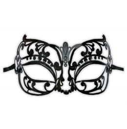 Black Venetian Metal Mask 'Lykka'