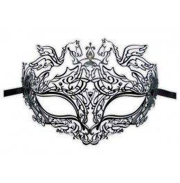 Luxury Venetian Mask Filigree Black Metal 'Pegasus'