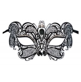 Genuine Venetian Black Metal Mask 'Mia'