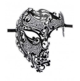 Venetian Half Face Mask Black Metal 'Phantom'