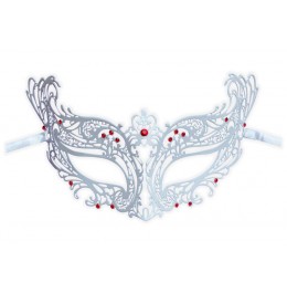 White Metal Lace Masquerade Mask 'Vanessa'