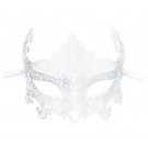 Wedding Mask White Filigree Metal