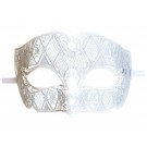 Men's Venetian Mask White Filigree Metal