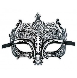 Masque Venitien Noir Dentelle Metal 'Paon'