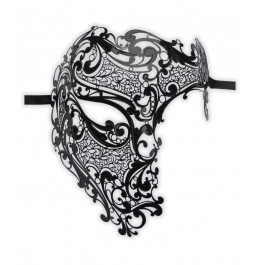 Demi Masque Venitien Noir en Metal 'Fantôme'